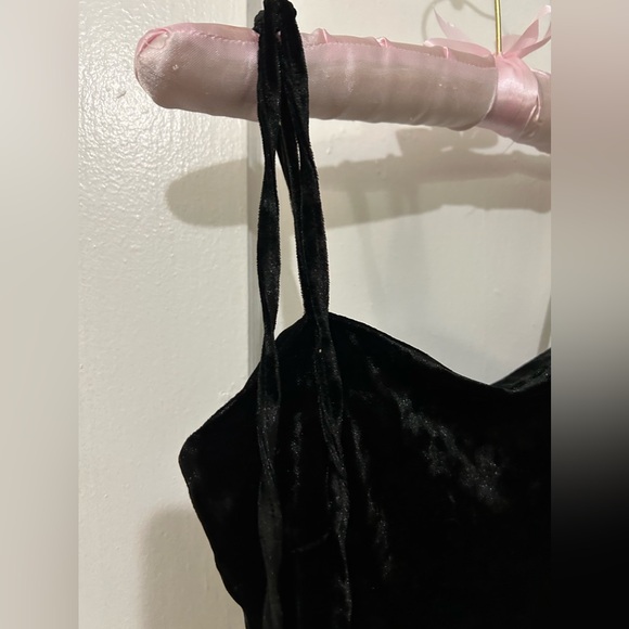 Black velvet A line square neckline mini dress Sz S - Picture 8 of 8
